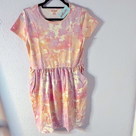 Cat & Jack Other - Cat and Jack Girls Warm Tie-Dye Knit Dress with Pockets. Size XXL (18). NEW!